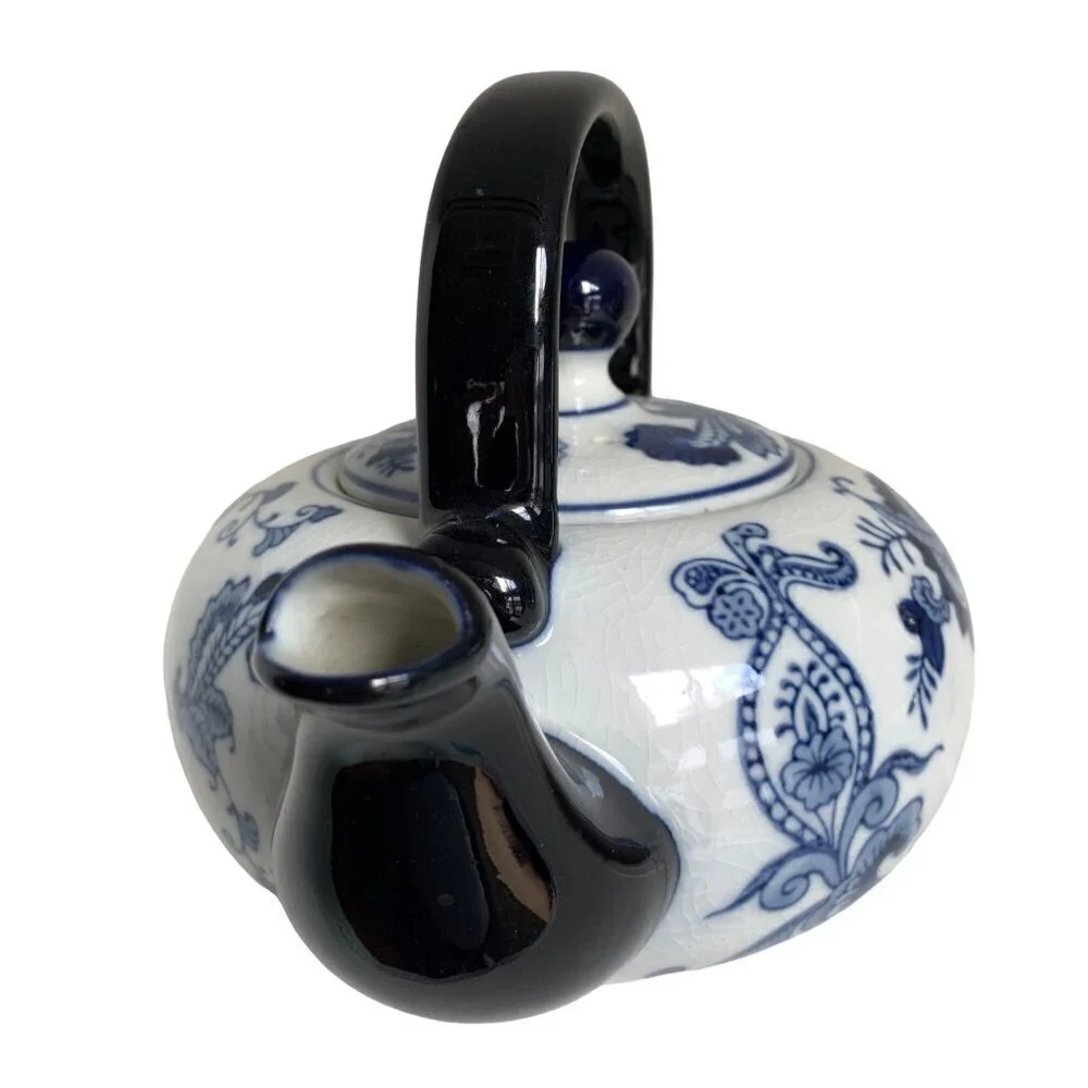 Pier 1 Imports Chinoiserie Blue White Floral Ceramic Teapot